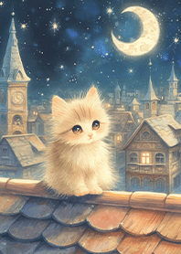 Rooftop caramel blue-gold cat