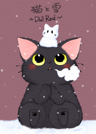 Cat and Snow Dull Red