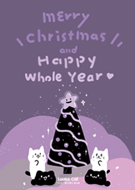 露咖貓和金平糖喵精靈的紫色聖誕