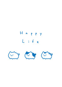 Plump Cat (queue)-white blue.