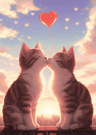 夢幻情人節-超萌貓貓情侶屋頂曬恩愛4