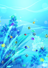 Blue sea and colorful fish #fresh