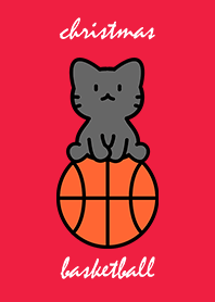 black cat sitting on a basketball redA