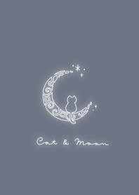 Cat & Moon: gray blue black.