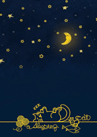 Sleeping cat with moon night 01