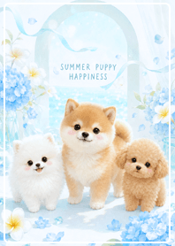 Blue Summer Puppy Happiness