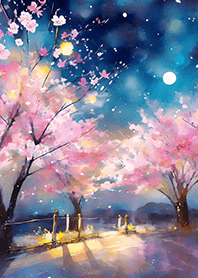 Beautiful night cherry blossoms#74