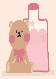 Bear under the cherry blossoms