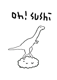 Oh! SUSHI dinosaur blackandwhite L