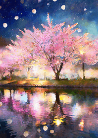 Beautiful night cherry blossoms#2807