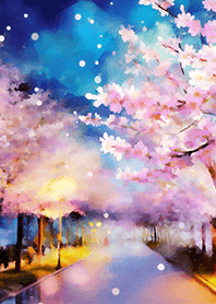 Beautiful night cherry blossoms#1340