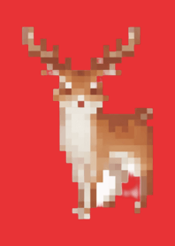 Cervo Pixel Art Tema Vermelho 04