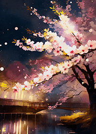 Beautiful night cherry blossoms#1263