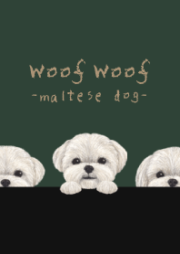 Woof Woof -Maltese dog- CHRISTMAS GREEN
