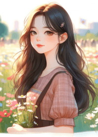 Minimal girl flower garden 03