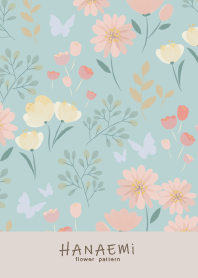 HANAEMI flower pattern -light blue 2-