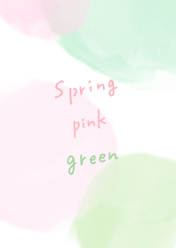 水彩の春のピンクと緑