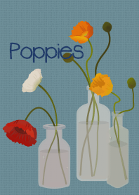 Poppies01 + aqua blue