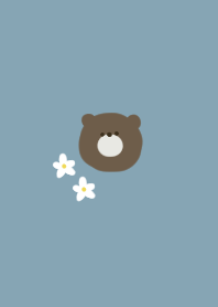 Bear. blue beige. Flower.