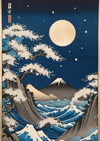 浮世繪 山海櫻花 富士山 rgQ22