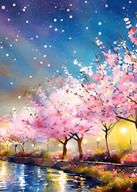Beautiful night cherry blossoms#905