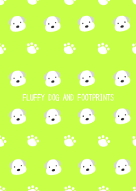 FLUFFY DOG AND FOOTPRINTSj-YELLOW GREEN