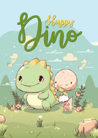 happy dinosaur on the mountain