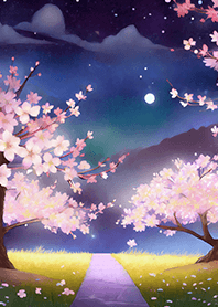 Beautiful night cherry blossoms#1469