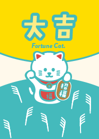 A beckoning cat watching the moon/ YxM