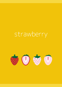 cute red strawberry on yellow