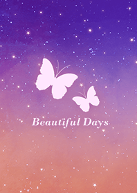 ผีเสื้อ/ท้องฟ้ายามค่ำคืน/ชมพูม่วง
