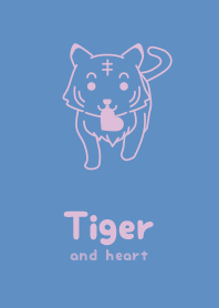 Tiger & heart Pale pastel blue