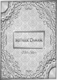 メタリックダマスク-white silver-