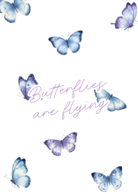Blue Butterfly Flying white blue theme