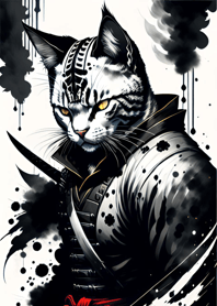 Ink wash cat samurai E8E13A