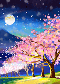 Beautiful night cherry blossoms#1474