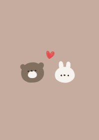 くまとうさぎ。ベージュ。