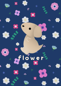 dachshund nordic flower theme19beigenavy