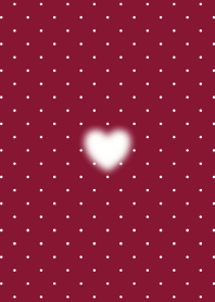 Fluffy Heart with Dot(Dark Red)