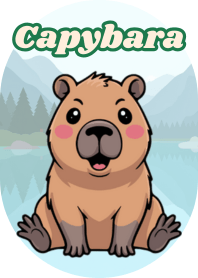 Relaxed and leisurely capybara(Green 08)