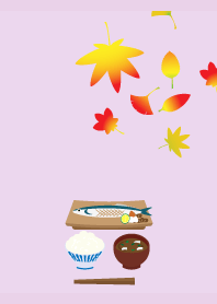 Autumn saury on light purple