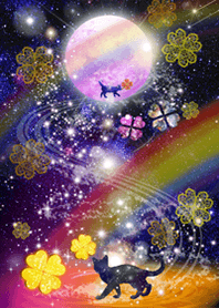 Wish-fulfilling cat and strawberry moon