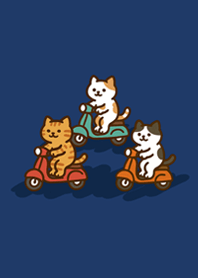 자전거를 타는 고양이-진한 파란색