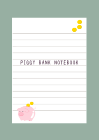 PIGGY BANK NOTEBOOK/DUSTY GREEN