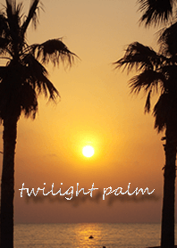 它是一個風景，夕陽西下的棕櫚樹和暮光中。