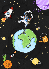 Adventure Cat Dino and Astronaut