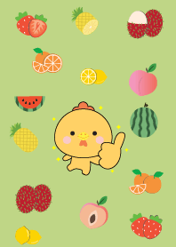 Cute Chicken And Fruit