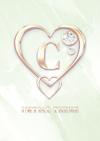 【 C 】 Heart Charm & Initial - Green