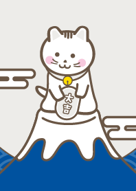 Lucky Cute Cat! Mt.Fuji / Blue x Gray