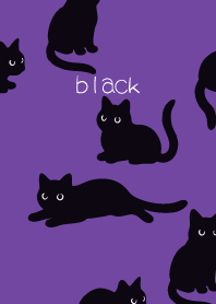 Round Black Cat3 on purple